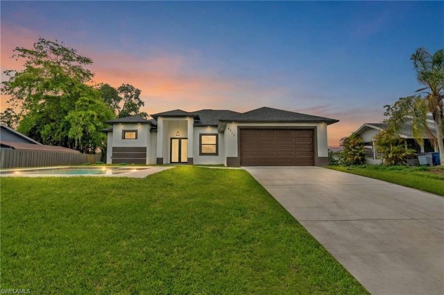 Brand-new construction in the heart of Lehigh Acres, FL, offering the perfect blend of modern style and everyday comfort. This beautifully designed home features soaring high ceilings and tile flooring throughout, creating a sleek, open, and low-maintenance living space. The contemporary finishes add a touch of elegance to every corner, from the spacious living areas to the thoughtfully designed kitchen. Enjoy indoor-outdoor living with a large covered lanai, perfect for relaxing or entertaining year-round. The property also includes a two-car garage, providing ample space for vehicles and storage. Conveniently located near major roads, shopping, and dining, this home is an excellent opportunity for buyers seeking quality, style, and functionality in a growing area.