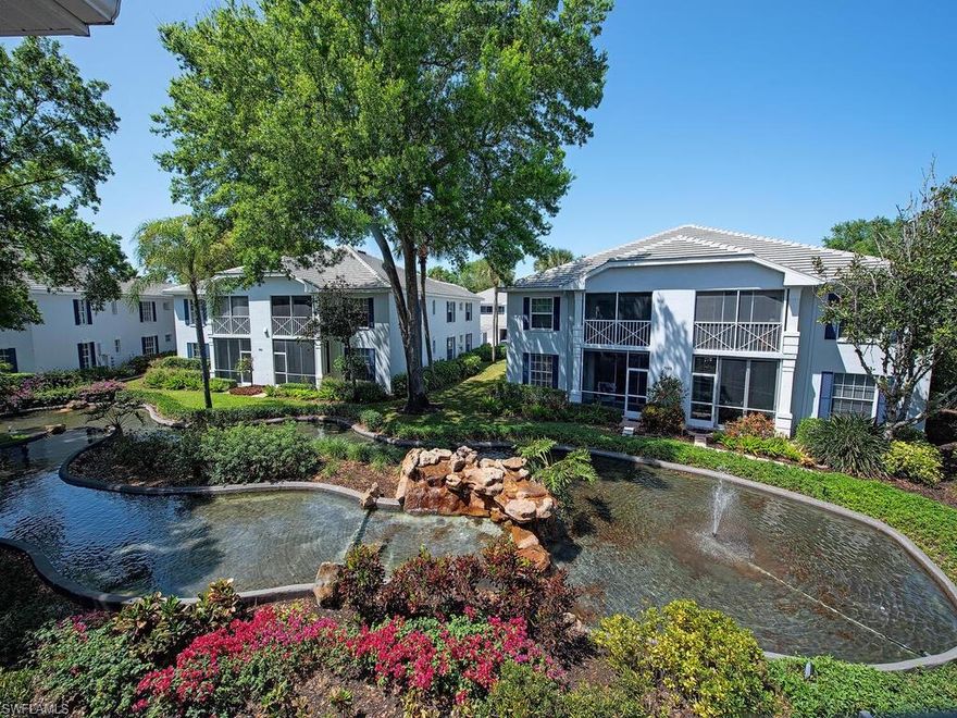 Experience comfortable coastal living in the highly desirable, pet-friendly Barrington Club at Pelican Bay.  This tastefully renovated, top-floor, end-unit is offered turn-key furnished and incorporates two bedrooms plus a den, two bathrooms, and an attached garage. The light-filled residence features a spacious open layout, high ceilings, and a flex-room with concealed bed, making the flex space an efficient option for guests or home office.  Enjoy tranquil views from the screened lanai and the peace-of-mind that comes from having impact glass windows and electric storm shutters.  The updated kitchen features quartz countertops, breakfast bar, and pantry. The primary suite boasts a renovated bath, abundant closet space, and calming views.  The guest bedroom and updated second bath afford visitors both comfort and privacy. Additional highlights include a second balcony, in-unit laundry, and ample storage throughout.  Located in one of Naples' premier communities, Pelican Bay residents enjoy unmatched amenities, including miles of private beach with tram access, two beachfront restaurants, attended beach services, a state-of-the-art fitness center, 18 Har-Tru tennis courts, pickleball, biking and walking trails, and much more. Barrington Club has its own private community pool and lush tropical landscape in a peaceful, low-density setting.  Whether you're seeking a full-time home, seasonal retreat, or attractive investment, this move-in ready condo offers exceptional value and a desirable lifestyle. Don't miss this outstanding opportunity to own a piece of paradise at a remarkably attractive price in Barrington Club at Pelican Bay, where convenience and luxury combine to yield quality of life.