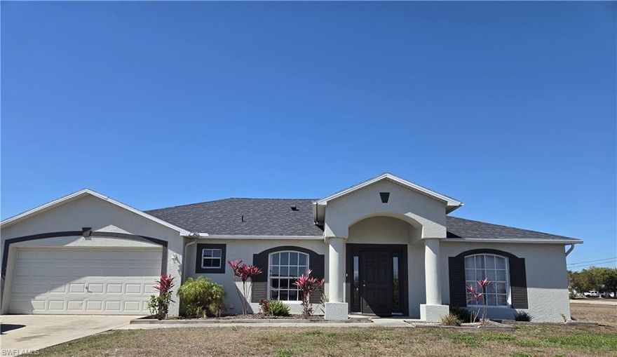 Beautiful home in Northwest Cape Coral offers 3 bedrooms and 2 bath, plus a versatile flex room suitable for a home office, gym, or playroom.

This home features an open floor plan with high ceilings and tile flooring throughout.

The kitchen has a granite island with stylish lighting and seating, French-door fridge, double-door oven with convection setting and pot filler faucet. A spacious pantry closet increases storage. Kitchen also has a coffee bar area.

A spacious great room is ideal for entertaining, and connects to screened lanai.

The master bedroom features a walk-in closet, and has an attached bathroom with dual vanity sinks and a walk-in shower with multiple shower heads.

Two additional bedrooms offer space for family, guests, or hobbies. 

Storm shutters add safety.

Two car garage and separate laundry room with utility sink provide convenience and plenty of storage space.

Whole-house reverse osmosis water system.

New roof done in 2022. New AC condenser installed 2025.

Don’t miss out! Schedule your showing today!