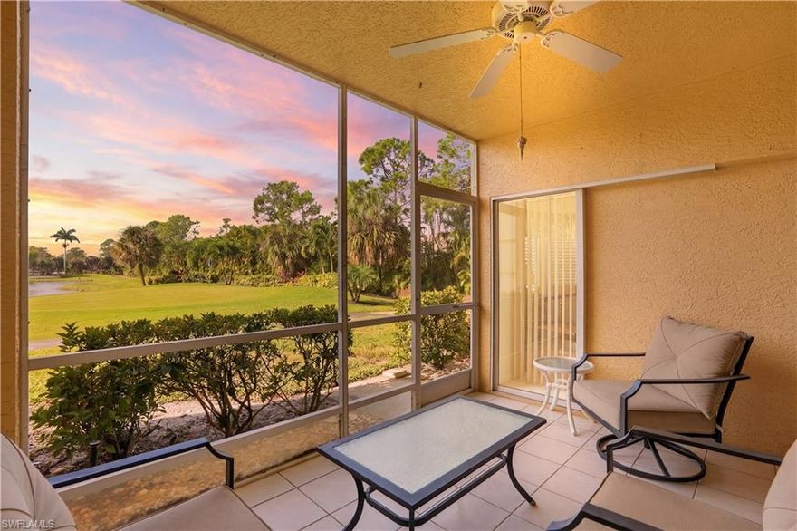 Why spend another winter freezing up north, when you can enjoy the warmth of a Southwest Florida winter? Well priced and a rarely available first-floor corner end unit in the beautifully maintained and amenity-rich community of Breckenridge - make this home yours today! This home offers exceptional privacy, and an abundance of natural light. Located on the end of the building, this unit boasts plenty of windows. This well-designed 3-bedroom, 2-bath residence features a spacious layout ideal for both everyday living and entertaining, with serene views of the lake, fountain, and golf course. The kitchen is appointed with Corian countertops, ample cabinetry, and a charming breakfast area, while the open living space flows seamlessly to a tiled, screened lanai—perfect for enjoying peaceful mornings, tropical birds, and tranquil water views. The view from the lanai is one of the best in the community!
The primary suite is generously sized with a large walk-in closet and a beautiful bay window, while the front guest bedroom also features a bay window, adding character and charm. Additional highlights include a newer roof (5 years), A/C (6 years), a large exterior storage closet, and covered parking conveniently located just outside the residence. Ideally situated within the first gate, this home offers a quieter, more intimate setting within the community, surrounded by lush greenery for added privacy.
Breckenridge is a vibrant, welcoming community comprised of 842 residences overlooking five scenic lakes. Residents enjoy an active lifestyle with five swimming pools, an 18-hole Par 3 bundled golf course, eight lighted Har-Tru tennis courts, pickleball, bocce, and a beautifully appointed clubhouse featuring a fitness center, library, catering kitchen, and gathering spaces. A full calendar of social activities includes card groups, fitness classes, themed events, dinner dances, and live entertainment. Conveniently located near shopping, dining, healthcare, Coconut Point Mall, Miromar Outlets, the airport, and just a short drive to the Gulf beaches, Breckenridge offers low fees, exceptional amenities, and a true sense of community—making this a wonderful opportunity to own your piece of paradise.