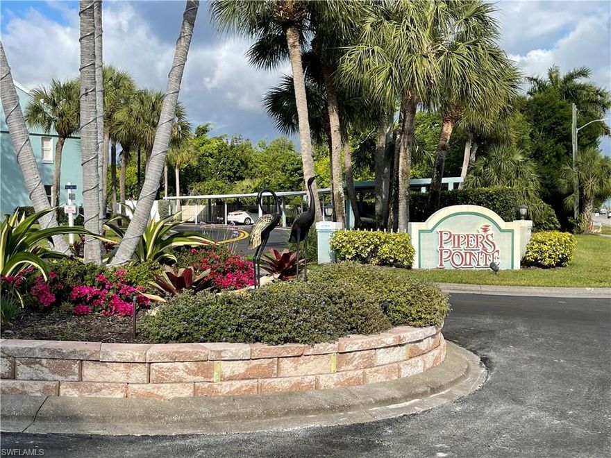 Great location!!! Beautiful clean 1st floor unit features 2 bedrooms and 2 baths in Piper's Pointe in North Naples. The lovely and private screened lanai looks over a peaceful lake with a fountain and quaint walking bridge. Freshly painted throughout and new tile floors in the bedrooms. Newly renovated club house and main pool are just steps away, with another smaller pool just around the corner. Grounds and unit are impeccably maintained. Prime North Naples location just minutes to I-75 and 41, the beaches, shopping, dining, and A-rated schools.