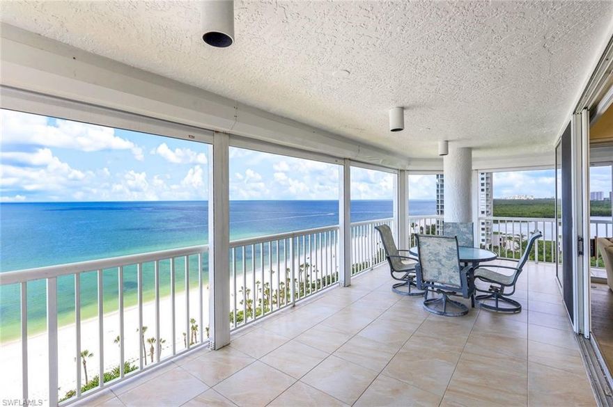 C13664 PENTHOUSE BEACHFRONT NAPLES CAY CONDO ~ ON THE SAND!  Rarely available 02 PENTHOUSE, first time ever on MLS. YEAR ROUND SUNSETS WITH UNOBSTRUCTED GULF, BEACH AND CLAM BAY VIEWS.  The living room cathedral ceiling is 18 feet tall, with two skylights and a large round picture window facing the Gulf. TWO WRAP AROUND LANAI'S totaling over 1,100 square feet ~ one on the main level and one PRIVATE ROOFTOP BALCONY. OVERSIZED PRIVATE GARAGE just outside the main lobby/elevator. NEW ELEVATORS TO BE INSTALLED STARTING MAY 2024, ASSESSMENT PAID. 2,484 SF under air, 2 large bedrooms + large den with the flexibility to convert to a third bedroom. Private climate controlled storage unit. Beach House at Naples Cay lives like a house on the sand, with all the conveniences of a condo.  Only 33 units, three per floor. PET FRIENDLY building allows two pets. Naples Cay is nestled between Park Shore and Pelican Bay, a 24 hour guard gated beach community offering a unique level of privacy and tranquility, yet is within walking distance to fine dining, shopping and entertainment of Venetian Village, Waterside Shops, and Artis Naples. Centrally located in Naples. Short drive to Mercato and 5th Ave.