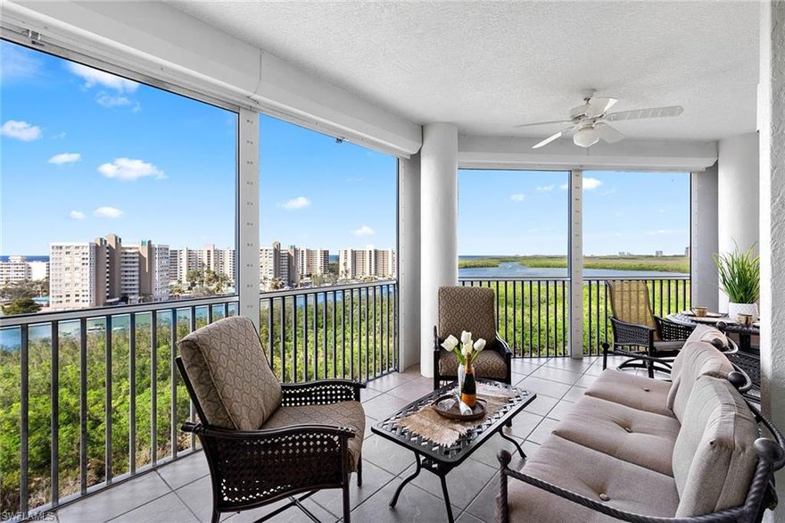 Location, location, location! Introducing luxury coastal living in the highly sought-after resort-style Dunes community in sunny Naples, Florida. This condominium is situated along the beautiful waters of Turkey Bay and the Gulf of Mexico where the design is complemented by breathtaking scenery and gorgeous sunsets. This 9th-floor unit is located close to Vanderbilt Beach and Delnor-Wiggins State Park. Resort’s luxury amenities are just steps away from the front door. Featuring a spacious floor plan with 3 bedrooms, 3 bathrooms, over 2,500 square feet of total area, a wraparound balcony perfect for entertaining and enjoying panoramic views of blue waters and tropical landscaping. The interior offers flowing concept living, white kitchen cabinets, granite counters, tile and wood floors, crown moldings, faux paint, natural light, a spacious master bedroom with a sitting area, a walk-in closet with built-ins and a generously sizes master bath. The club was awarded the prestigious Sand Dollar trophy for its recent multimillion-dollar renovation and residents enjoy its fine dining restaurant, tiki bar, resort pool, huge fitness center, tennis courts, guest suites and much more.