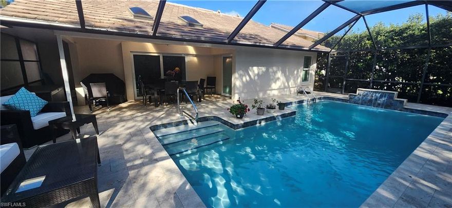 Welcome home to the coveted Foxfire community! Step inside this 3-bed, 2-bath, 1,855 sq/ft, single-family home and imagine mornings filled with sunshine streaming through your windows, and evenings spent unwinding or entertaining in your oversized screened lanai with private pool. The eat-in kitchen features quartz counters, a breakfast bar, plenty of cabinets for storage, newer stainless-steel appliances. The private, large master suite with en-suite bathroom is the perfect sanctuary after a day on the golf course. Other newer updates include: new roof in 2020, impact windows/sliders, A/C + Ducts 2025, hot water tank 2025, plantation shutters, updated pool, lanai deck, screen, pool equipment 3-4 yrs, interior/exterior painting 2025. All of this comes turnkey furnished, ready for you to move in and start enjoying the fabulous Foxfire amenities. At Foxfire Golf & Country Club, every day feels like a resort getaway. Golf enthusiasts will love the championship 27-hole Arthur Hills-designed course, offering lush fairways and pristine greens. The grand clubhouse is the social heart of the community, featuring a state-of-the-art fitness facility, a full-service restaurant, and a lively bar & grill—perfect for unwinding after a day on the course. Endless Activities with 3 Har-Tru tennis courts & 3 bocce courts for friendly competition, Resort-style pool for sun-soaked relaxation, Vibrant social calendar filled with exciting events & gatherings. Brand-new Cart Barn Facility with a 5,000 sq. ft. second-floor Wellness Center, Revamped Grill Room & expansive outdoor dining with fire pits & casual seating, New stand-alone "Halfway House" bar—the perfect stop between rounds. Situated just 5 miles from Downtown Naples’ famous 5th Avenue, you’re minutes from world-class shopping, dining, and white-sand beaches. Plus, with easy access to I-75 and RSW Airport just 30 minutes away. Come experience the luxury, leisure, and lifestyle that make Foxfire truly exceptional!