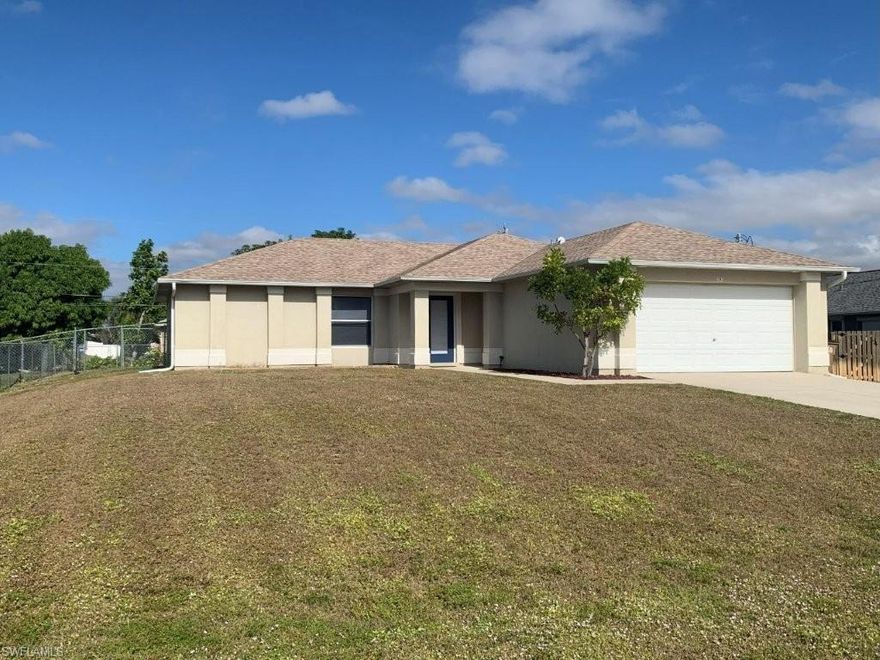 Enjoy all Cape Coral has to offer while living in this pet-friendly single-family home! With 1397 sq. ft under air, this unfurnished ground-level 3 bedroom, 2 bath home features fresh paint throughout, brand new flooring throughout, all new & warranted kitchen & laundry appliances, a kitchen pantry, ceiling fans, a 2-car garage, a formal dining room, a step-in primary bathroom shower, a shower/tub combo in the guest bathroom, walk-in closet space & screened lanai! This great family home is perfect for children & animals to play in the large fenced backyard! Lawn care, trash & Resident Benefit Package included! Pet(s) possible with Owner approval + a one-time, non-refundable Pet Fee determined on a case-by-case basis! Smoking/vaping prohibited. Perfect location near Skyline Boulevard & Veterans Parkway, close to schools, shopping, dining, entertainment, grocery, & beyond! Available now for a 12-month lease! 

The Application Fee is $100 PER ADULT. One-time lease administrative fee of $225.