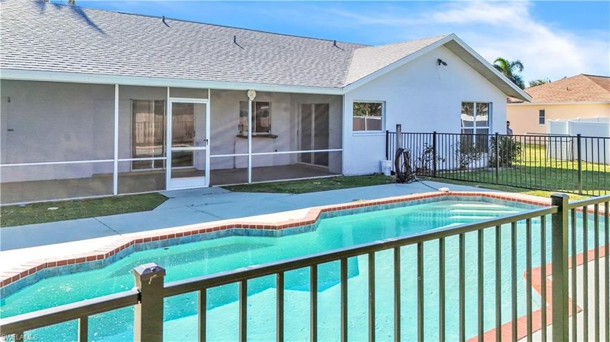 FOR RENT: Stunning 3-bed, 2-bath pool home in Cape Coral, FL, located in a desirable and well-maintained community. This property features an attached garage, a spacious yard, and a refreshing pool, perfect for outdoor entertainment and relaxation. Inside, you'll find a combination of tile and carpet flooring, with each room bathed in natural light, creating a bright and inviting atmosphere. The home’s central location offers quick access to nearby stores, schools, parks, and recreational areas, making it ideal for families or anyone seeking convenience. A fantastic opportunity in a prime location!