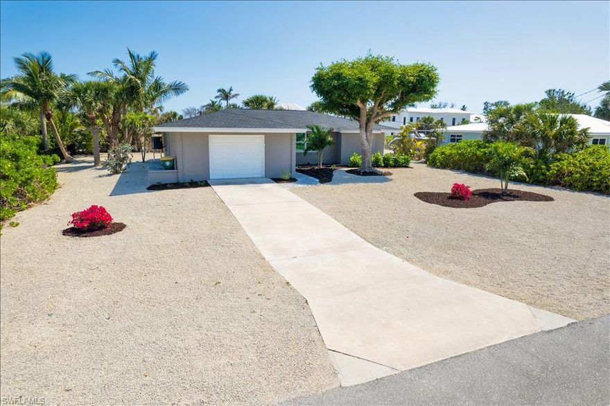 Looking for your piece of paradise on Sanibel Island? This updated 2-bedroom, 2-bath home in the Lake Murex subdivision on the peaceful west end might be the one. Enjoy deeded beach access and an open living space with abundant natural light. The home has been fully renovated and includes luxury vinyl flooring, a modern kitchen with island, impact windows, and modern fans, lighting, and fixtures throughout. Major upgrades include a new roof, AC, water heater, and updated electrical. Outside, you’ll find a paver patio and a large backyard with space for a pool. Priced to sell—don’t miss this opportunity to own on Sanibel. Landscaping to be done this week.  Be sure to view the video walk-through tour!