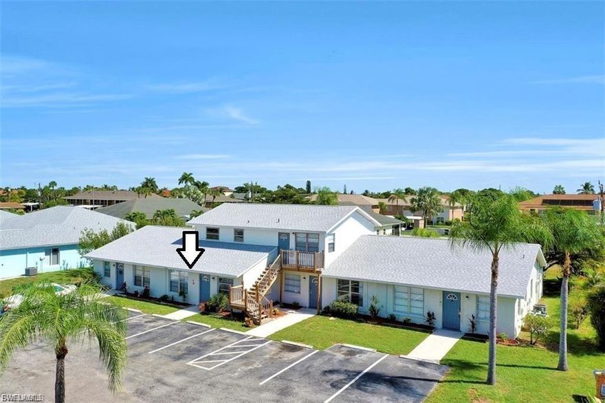 This 2-bedroom, 2-bath apartment offers a comfortable and modern living space with laminated flooring throughout and a freshly painted interior. The unit features laundry in residence for added convenience and is connected to city water and sewer. Two assigned parking spaces are included, along with additional visitor parking for guests. Ideally located near Downtown Cape Coral, the property provides easy access to shopping, dining, and everyday amenities. Lawn care is paid by the owner, allowing for low-maintenance living. Come and see it!