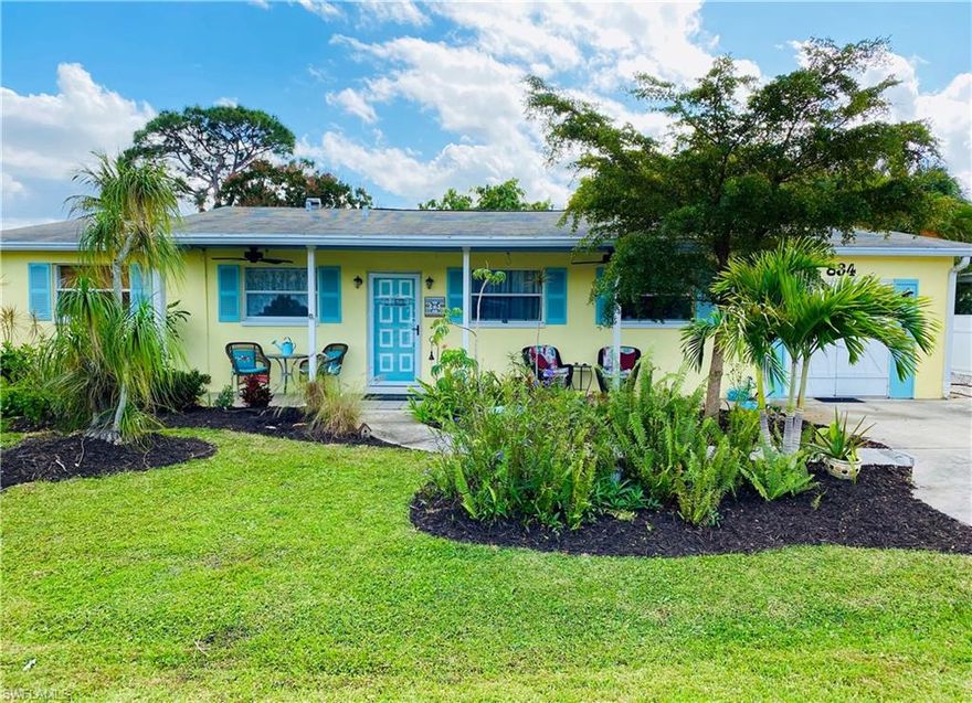 PRESENTING this Charming & Quaint Florida bungalow situated just off McGregor!  Old Florida front porch, completely tiled with wood plank ceiling. Tile and laminate throughout, large kitchen for entertaining, large Master Bedroom. The converted garage has new laminate flooring and its own side door entrance, great for guests or merging families.  The fenced backyard is home to a plethora of mature tropical and lush landscape. 2 MANGO trees, 1 FIG tree & 1 ORANGE tree with plenty of room to grow your own vegetables and other fruits!  The best part of this amazing home is its convenient location to everything!!! The SWFL beaches, Historic McGregor including the Edison & Ford Winter Estates, shopping, restaurants, local & live entertainment!