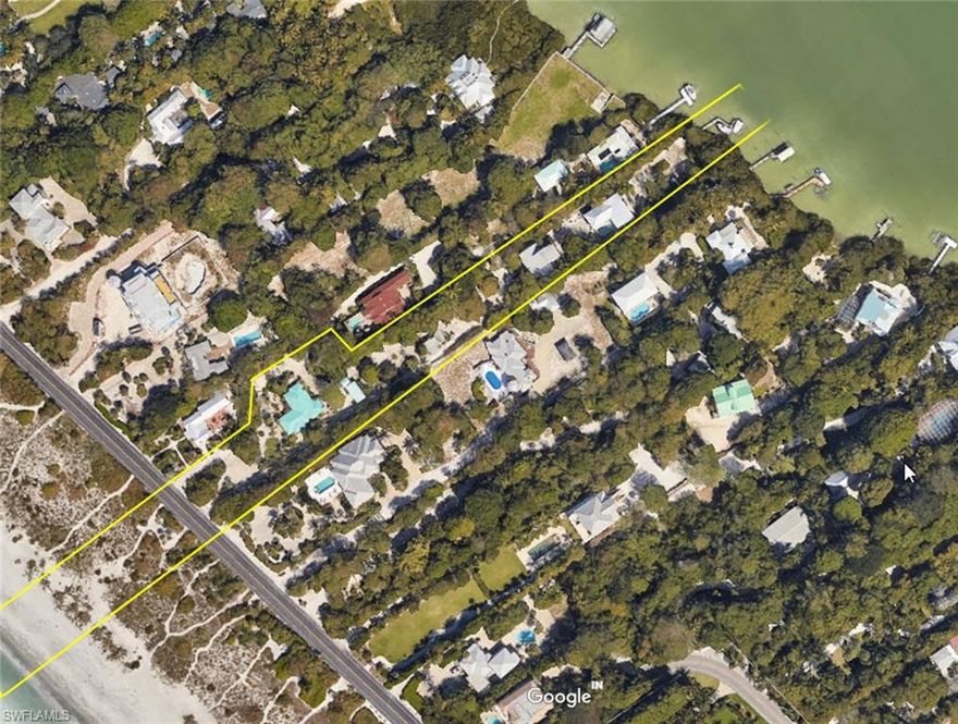 Multi-Family property provides the opportunity for a rare gulf-to-bay contiguous building location. Offered as complete three parcel package and surrounded by the Gulf of Mexico & Pine Island Sound. First, the Gulf-front offers a 1945 2,821 sqft 2 bedroom, 2 bath with fireplace. Second, a vacant middle parcel and third, a Bayfront parcel with two elevated dwellings built in the 1980’s totaling 3,485 sqft, 4 bedrooms+loft, 4 Bath, pool, under building parking. From your own 75-foot wide beach enjoy the island’s fabulous shelling and Green Flash sunsets. A portion of the lot is 150 feet wide, making it the perfect location for a spectacular new modern home. On the iconic Tween Waters strip of Captiva Island has everything you could want: deeded beach access, your own dock and heavy duty boat lift. Enjoy the best of old Captiva, with abundant, mature native vegetation including Royal Poinciana, Mahogany, Palms, Bougainvillea, and much more. Vision is everything! Create your own vision with a new light-filled home (or homes!) including outdoor living access! See MLS # 218006474 for combined Gulf-Front and middle parcel and MLS# 218006480 for 16181 Bayfront Property.