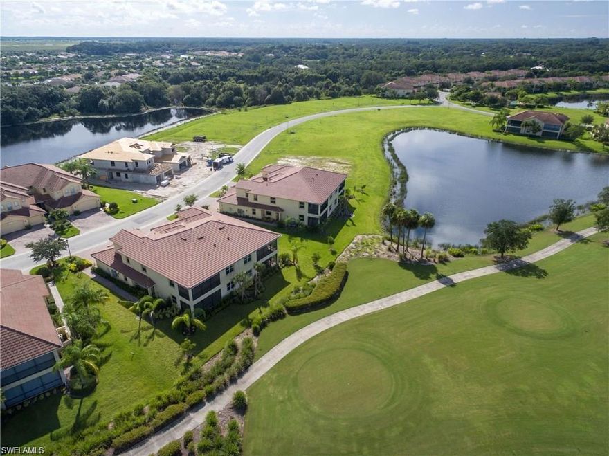 The Heron design coach home is an upstairs unit with great room open floorplan and three spacious bedrooms. The foyer leads you up to the great room which opens up to the kitchen featuring an island with sink, granite countertops, stainless steel appliances, breakfast nook and plenty of cabinetry. The Master bedroom offers plenty of natural light with golf views. There is an adjacent master bath with double vanities, shower and private commode. The den/home office also has a coffered ceiling and there are two more guest bedrooms sharing one bath. There is a functional laundry room and a two car garage connected to the unit. This is a must see.  This coach home comes with Hurricane Impact Glass and with a home builder 2/10 warranty.  Also enjoy a FREE ONE YEAR GOLF MEMEBERSHIP!