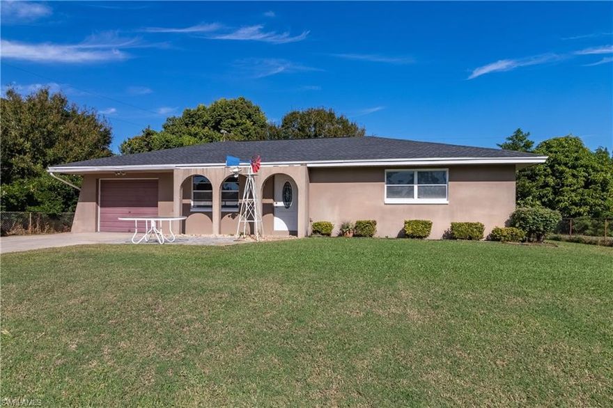 Your efforts to bring this 3 bedroom/2 bath home up to speed are sure to pay off handsomely. The home can be retrofitted for use as a primary or seasonal residence or as a much sought-after rental home in an increasingly tight market. The wide paved driveway provides additional parking to that of the one car garage while the two sheds in the backyard can be used to store an assortment of lawn and/or recreational equipment or even a Man Cave. The enclosed Florida room overlooks a backyard that is fully fenced - perfect for families with young children or pets. The home has updated kitchen cabinets, countertops, New roof 2018, New AC & Duct work 2020 and New Hot Water Heater 2020.  The home, ideally situated just off Homestead Road, is close to shopping, banking, public transportation and perhaps, best of all, Veterans Community Park considered by many to be the heart of Lehigh.  While this home does need some minor renovations and paint, it has a lot going for it. Bring your vision to your private showing. Call today before this one is gone!