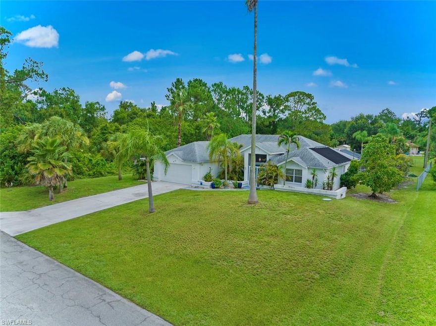 Seller will contribute 10K TOWARDS BUYERS CLOSING COSTS! Welcome to this 3 Bed 3 Bath HEAT POOLED & JACUZZI home on a 5ft FENCED 1/2 ACRE property that is nicely landscaped & nestled away on a quiet dead end with CITY WATER! This split floor plan spotlights a spacious master bedroom with dual closets and a soaking tub in master bath, newer kitchen counter-tops cabinets & appliances with a favorable breakfast bar, cathedral ceilings, and an enormous recently resurfaced 58 by 26 ft pool and patio area great for entertaining! It highlights a NEWER (21)hvac system, built in entertainment center, a brand new variable speed pool pump & newer pool heater, (16) dimensional shingle roof, and new impact front doors. It also features an oversize 2 1/2 car garage, pool & guest bath, newer fixtures, screened front porch, and a 12 by 10 storage shed. Just Minutes from major amenities and a quick commute to Fort Myers. Schedule your showing today!