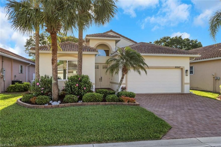 Tucked within the gates of the Cascades at Estero — one of Southwest Florida's premier 55+ communities — this St. Kitts floor plan delivers a rare combination of structural upgrades, thoughtful improvements, and the kind of peace of mind that only comes from a home that has been genuinely cared for. At 1,978 square feet under air, this is notably larger than a standard St. Kitts — a direct result of a rare four-foot extension that deepens the living footprint in a way you feel throughout the home. With soaring high ceilings and eight-foot door casings, the sense of space and quality is immediate the moment you step inside.

What truly sets this home apart is the comprehensive investment made by the current owners in virtually every major system. A new roof was installed in 2022, joined by a full complement of impact PGT windows and a hurricane-rated front door — giving this home a level of storm protection that exceeds the standard. The lanai is equally protected with accordion hurricane shutters, making the entire envelope of the home secure and ready for whatever the season brings. A new HVAC system and thermostat were installed in 2023, followed by a complete replacement of all AC return ductwork in 2024 — the kind of infrastructure investment buyers rarely find already done. A new 50-gallon water heater with expansion tank rounds out the mechanicals, all replaced within the last few years.

Diagonal tile flows seamlessly through the main living areas and den, while grouted tile carries through to the primary bedroom as well. The primary bath is appointed with his and her sinks, a Roman soaker tub, and a walk-in shower, while the guest bathroom has been upgraded to a walk-in shower. Natural light pours through the new impact windows, filling the home with a brightness that makes every room feel open and welcoming.

Curb appeal here is genuine — premium landscaping is framed by a clean cement border edging the front bed, creating a polished, defined look that holds up year-round in the Florida climate. The exterior was freshly painted in 2023, with updated lighting on both the garage and lanai adding a finishing touch. New gutters and downspouts complete the exterior package.

The sellers are open to negotiating furnishings, and a transferable home tech service contract conveys with the property — a rare and valuable inclusion.

Beyond your front door, residents of Cascades at Estero enjoy a vibrant resort-style lifestyle anchored by a recently renovated clubhouse featuring a grand ballroom, state-of-the-art fitness center, tennis, pickleball, bocce, billiards room, and arts and crafts studio — all with some of the lowest HOA fees in the area, which include cable, internet, ADT security monitoring, and more. Perfectly situated in the heart of Estero, you're just minutes from Coconut Point Mall, Gulf Coast Town Center, Miromar Outlets, Southwest Florida International Airport, and some of Southwest Florida's most beautiful beaches.