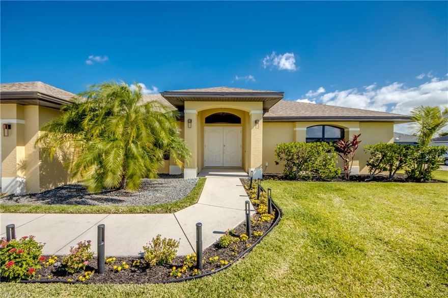 MULTIPLE OFFERS … It’s RARE to find a home that doesn’t ask you to COMPROMISE. This is one of the exceptions! Positioned on a CORNER LOT in desirable SOUTHWEST Cape Coral, this setting offers more breathing room and a quieter feel—while still keeping everything within easy reach. Built in 2013 and offering nearly 2,100 square feet under air (just under 4,000 total), the design is LIGHT, BRIGHT and OPEN. The great room layout centers around a well-executed kitchen with quality cabinets, pull outs, granite countertops, newer stainless steel appliances, a LARGE ISLAND and WALK-IN PANTRY. In addition to three bedrooms, the den (currently a home office) includes a closet and can function as a TRUE 4TH BEDROOM or guest space if desired. The primary suite is positioned poolside and delivers the space buyers are hoping for, with a HUGE WALK-IN CLOSET, dual vanities, a soaking tub, and a separate walk-in shower. Both bathrooms carry consistent finishes, reinforcing a cohesive design. Pocket sliders and cathedral ceilings create that easy indoor-outdoor flow that makes Florida living feel the way it should. Outside is where this home starts to separate itself. The CUSTOM, FREEFORM swimming pool was added shortly after construction and was designed to be used—not just looked at—featuring a SUNSHELF, expansive PAVER DECK and a MANSARD SCREEN ENCLOSURE. All overlooking a lush and private backyard. This lot is perfect for anyone who needs space for children, pets or hobbies, especially gardeners! Many other updates and features of this home: 2026 EXTERIOR PAINT, 2024 WATER HEATER, 2021 HVAC, HURRICANE SHUTTERS, IRRIGATION SYSTEM, MANICURED LANDSCAPING and a 2013 DIMENSIONAL SHINGLE ROOF. Built to newer hurricane standards, this home is NOT IN A FLOOD ZONE, has NO HISTORY OF WATER DAMAGE and has only required minor screen repairs in past storms. Built on City water and sewer.  The location continues to deliver. From here, you’re a short drive to Fort Myers Beach, Sanibel Island and the Gulf, with Southwest Florida International Airport & Punta Gorda Airport nearby for easy travel. Shopping, dining, and everyday conveniences are all right around the corner. One of the nicest advantages here is simple—YOU DON’T HAVE TO PAY WATERFRONT PRICES TO LIVE THE WATERFRONT LIFESTYLE. With Cape Coral’s 400 MILES OF SALTWATER AND FRESHWATER CANALS and nearby boat ramps, boating and access to the Gulf are still well within reach. It’s a smart off-water decision that often comes with a more approachable purchase price and lower property taxes—without giving up what draws people here in the first place. Cape Coral is known for its boating access, parks and year-round outdoor living—and this home puts you right in the middle of it, without sacrificing space, condition, privacy or price to get there! Move-in ready, well maintained, and packed with the features buyers are actively searching for—this is one that’s easy to justify and hard to replace… and even harder once it’s gone.