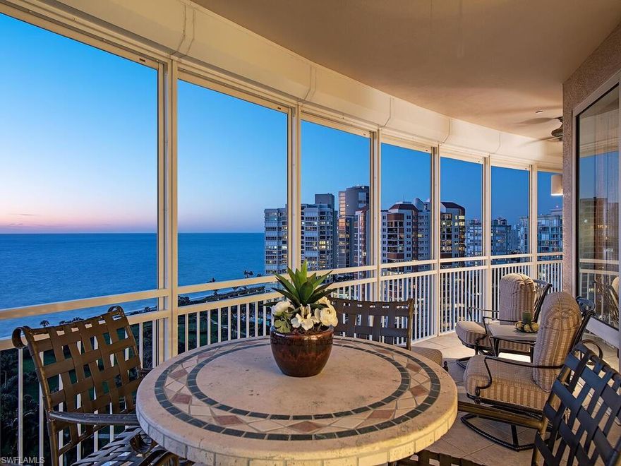 C4430 - This is beachfront living at its finest! Velvet sand and glistening Gulf of Mexico views framed in tropical environs to the north, south and west, while Naples cityscape views to the east, can be enjoyed from the floor-to-ceiling windows of this remarkable 16th floor residence.  Provence ensures top-tier living 365 days of the year with its resort-style pool, spa, fitness center, library, community room, all the while located directly across from boat docks, Venetian Village's great restaurants & boutiques, as well as close proximity to Waterside Shoppes & downtown Naples.
