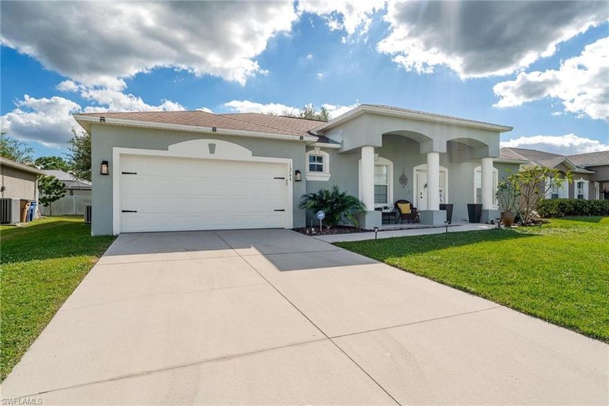 Situated in the charming Hawk's Preserve neighborhood of Fort Myers, this beautiful property is a delightful retreat waiting to welcome you home. Built in 2006, this immaculate residence seamlessly blends comfort, style, and modern living. As you step inside, you'll be greeted by a harmonious fusion of laminate, tile, and carpet flooring, providing a warm and inviting atmosphere throughout the home. The kitchen is a culinary masterpiece with exquisite granite countertops and gleaming stainless-steel appliances. Whether you're a seasoned chef or just love cooking up family meals, this space will surely inspire your inner gourmet. The primary bedroom is a sanctuary of relaxation, boasting a walk-in closet and a luxurious en-suite bathroom. Pamper yourself with dual sinks, a separate tub, and a convenient shower, providing the perfect retreat after a long day. This home is not just a house; it's a haven for cherished memories. Gather with friends and family in the spacious living areas, or take the fun outside to the beautifully landscaped backyard, where you can enjoy the Florida sunshine in style. 15744 Sunny Crest Lane is not just a property; it's the canvas for your next chapter.