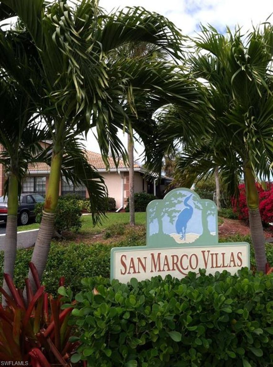 Welcome to paradise on the Island of Marco. Sunny one story, three bedroom, two bath corner unit. Laundry in unit with new carpet in two bedrooms. Brand new lanai. Short distance to the beautiful Marco Island Beach and restaurants. Nicely maintained community. Unit being sold as turnkey.