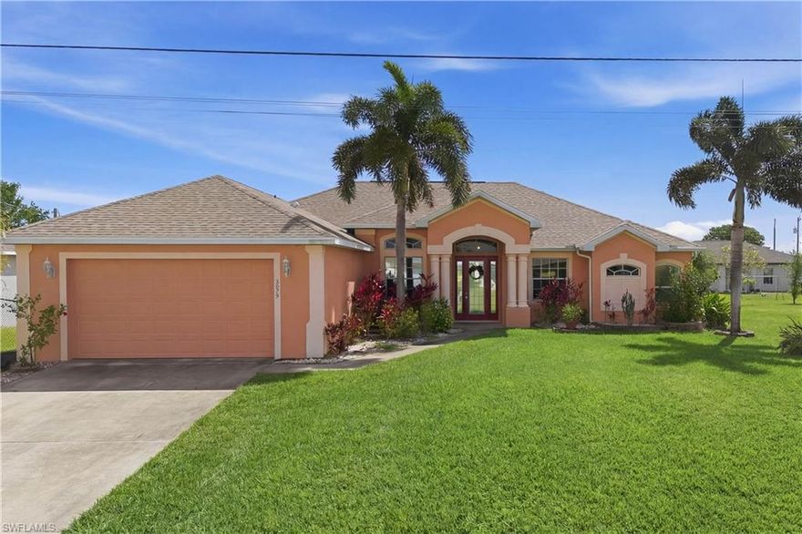 This beautiful 4 bedroom, 3 full bath single-family pool home in Cape Coral offers the perfect blend of comfort, style and relaxed coastal living with a new roof in 2022! Nestled along a quiet residential street, the property features a spacious open-concept layout with abundant natural light, high ceilings, and modern finishes throughout. The well-appointed kitchen includes stainless steel appliances, ample cabinetry, and a breakfast bar that flows seamlessly into the living and dining areas—ideal for entertaining and everyday living. Step outside to your private backyard oasis, where a screened-in lanai and sparkling pool create the perfect setting for enjoying Florida’s year-round sunshine. The generously sized primary suite offers direct pool access, a walk-in closet, and a luxurious en-suite bathroom with dual vanity, garden tub and a walk-in shower. Additional bedrooms provide flexibility for family, guests, or a home office. With lush landscaping, a spacious two-car garage that has an extra storage closet, and convenient access to nearby shopping, dining, and waterfront activities. This Cape Coral pool home captures the essence of Southwest Florida living!
