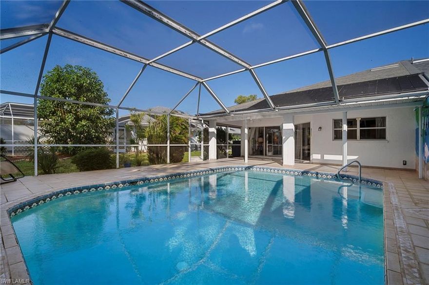 Whether you’re seeking an investment opportunity, seasonal getaway, or full-time residence, this 2-bed, 2-bath attached villa checks all the boxes. Enjoy southern exposure, a private pool, and an attached 1-car garage overlooking the golf course—all with no HOA fees. Wood-style tile flooring flows seamlessly throughout, creating a warm, cohesive feel. The kitchen features a charming breakfast nook and a spacious walk-in pantry, while skylights over the formal dining area fill the home with natural light. The primary suite offers private access to the lanai and an ensuite bath for added comfort and privacy. Relax on the screened lanai and soak up the Florida sunshine by your large private pool. Tucked away on a quiet road, this residence provides peace and privacy while remaining close to shopping, dining, and everyday amenities. Experience easy, carefree Florida living—just minutes from a 9-hole golf course, recreation, and everything Lehigh Acres has to offer.