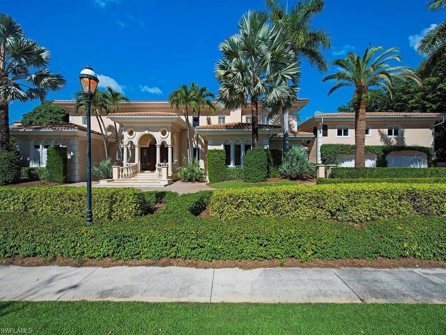 H.12570: Exceptional, one-of-a kind estate on a lot & a half in the exclusive community of Bay Colony Shores. Situated at the end of a cul-de-sac on a large lot & a half with idyllic western exposure lakefront & fountain views; this property offers a quiet oasis of tranquility & privacy. This 8 bedroom + Study home sprawls across 8,555 Sq ft of living area with fine finishes & features. This estate is comprised of a 6,276 Sq ft main house with 5 beds & 5 ½ baths, a 2 bed/2 bath guest apartment with full kitchen & living room & a 1 bed/1 bath poolside cabana & living area. Features include wood flooring, custom lighting, custom ceiling detail, gas fireplace, gourmet kitchen, balconies & covered verandas, 4-bay collector’s garage & much more! Great for entertaining from all the guest quarters to the large outdoor resort-like pool/spa areas surrounded by lush landscaping & lakeside views. Bay Colony Shores is one of the most elegant, distinctly upscale communities to be found with a natural environment close to cosmopolitan enticements & world-class amenities including the completely renovated Bay Colony Beach Club & Tennis Club as well as all the amenities enjoyed within Pelican Bay.