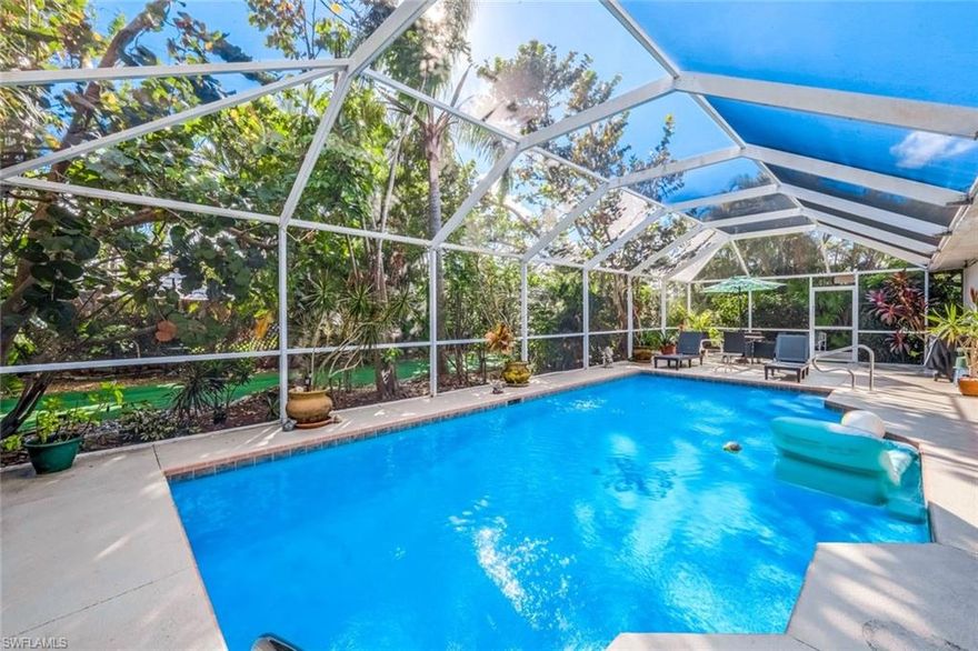 Calling All Croquet Lovers! Step into this charming 3-bedroom, 2-bathroom, 2-car garage solar-heated pool home with a unique feature—a built-in croquet game in the backyard, perfect for outdoor enthusiasts and friendly competition! Located in a highly desirable area off Santa Barbara Blvd and Veterans Memorial Pkwy, this home offers both comfort and convenience with easy access to shopping, dining, entertainment, and everyday amenities. The private, serene backyard is enhanced by dense landscaping, providing added privacy for relaxing by the pool or enjoying outdoor activities. Inside, you'll find a move-in ready home with a spacious layout, ideal for first-time homebuyers, second homeowners, or investors seeking a property with great rental potential. A reliable snowbird tenant currently provides additional income, making this a fantastic opportunity! Don't miss your chance to own this beautiful, well-maintained home. Motivated sellers are ready to make a deal! Schedule a showing today and experience everything this property has to offer.