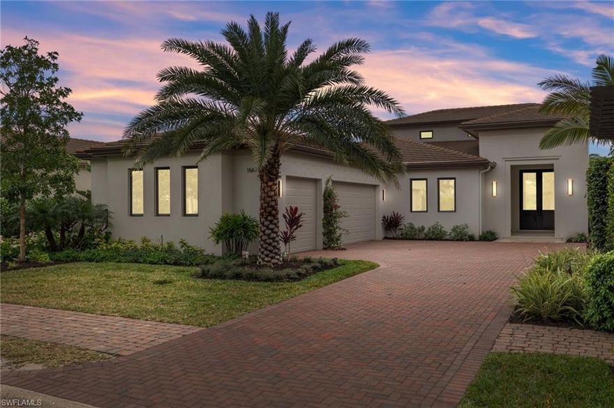 This home completed new construction in January 2023 and has never been lived in! Built by London Bay the Tortuga home is nestled within the neighborhood of Lucarno, inspired by the charm and classic style of Europe's Mediterranean region. The home features breathtaking views of the lake and in walking distance to Mediterra's Italian Parterre Garden. The sleek, contemporary kitchen boasts designer cabinetry and appliances as well as an island breakfast bar. The open great room plan includes sliding glass doors that lead to a covered area equipped with outdoor kitchen, overlooking the picturesque custom pool and spa. The home's master suite features a luxurious bathroom with freestanding soaking tub, walk-in shower, dual vanities, an oversized walk-in closet and hardwood floors throughout the entire home! Including the three-car garage and outdoor living and dining areas, the Tortuga offers 4,817 total square feet.