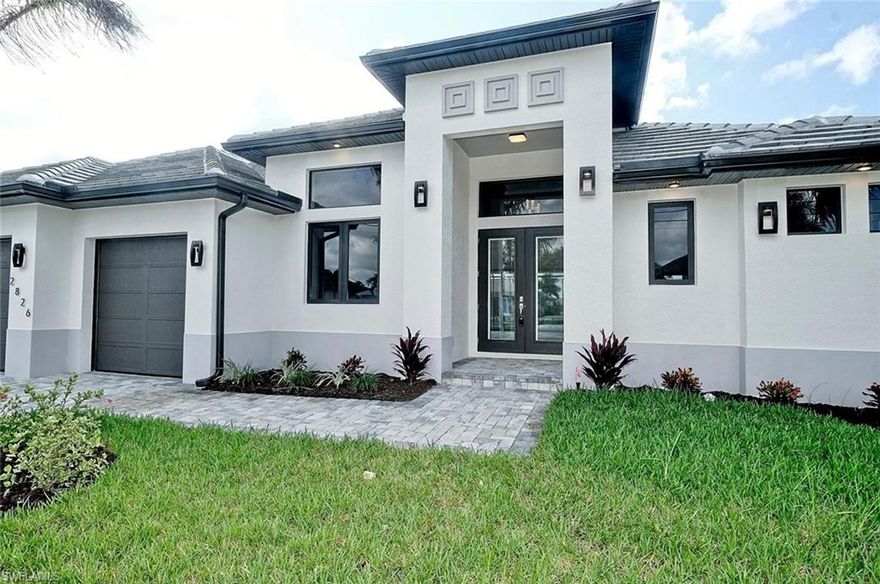New Construction Southern Exposure Home This home was constructed by a long term Cape Coral builder with a new home warranty in place. The home has many upgrades as in million dollar listings Impact doors /windows ,quartz counter tops , solid wood designer cabinets , upgraded plumbing fixtures & lighting pkg , ceiling fans through out, Slate Tile roof, modern casing trim and crown molding, new seawall , on a private no through cul-de-sac street, upgraded landscaping and sod pkg with sprinkler much more!