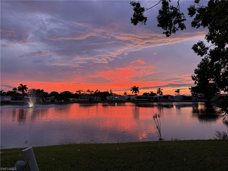 Step right into this pristine, move-in-ready lakefront home showcasing breathtaking lake and fountain views from nearly every room, including the lanai and enclosed sunroom. The spacious open great room floor plan highlights an upgraded kitchen featuring solid wood cabinetry, granite countertops with backsplash, a center island, cooktop, and built-in oven and microwave--perfect for both everyday living and entertaining. Throughout the home you'll find elegant details such as tile and wood flooring and crown molding. The master suite is a private retreat with ensuite bath featuring dual sinks and walk-in shower. The Florida Room offers a charming coastal aesthetic - the perfect place to relax and unwind while enjoying beautiful sunset views of the lake. Situated in a quiet, welcoming neighborhood, the home is just a short stroll to the community saltwater pool and clubhouse. Everyday conveniences--including grocery stores, dining, and shopping--are minutes away, placing you in an ideal location to enjoy all that Southwest Florida has to offer. Plus, with both Marco Island and Naples beaches nearby, sun-soaked days by the water are always within reach. The friendly community welcomes residents of all ages--there are no 55+ restrictions and no lot fee.