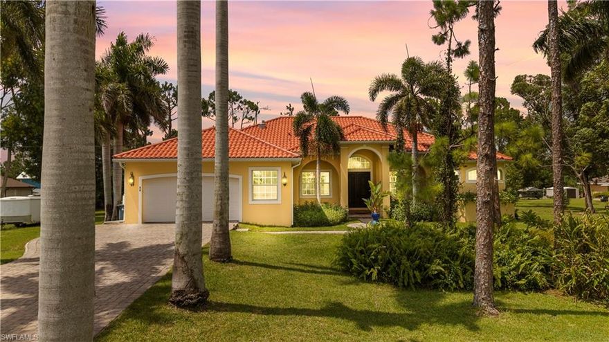 Welcome to Your Private Mediterranean Oasis!
Tucked away on nearly 2 acres in a rare county-zoned area of Cape Coral, this custom pool home blends luxury, privacy, and unmatched flexibility—with NO HOA and NO ZONING restrictions!
Surrounded by lush tropical landscaping, mature palms, and bamboo, this beautifully maintained retreat offers a sense of peace and seclusion, all just minutes from town, Fort Myers, and North Fort Myers.
Inside, you’ll find soaring ceilings, imported Spanish terracotta tile, and an open-concept design that flows effortlessly between indoor and outdoor living. The gourmet kitchen is a dream—complete with wood cabinetry, granite countertops, dual islands (one with a black granite sink), and brand-new stainless steel appliances—perfect for both entertaining and everyday comfort.
Recent upgrades include a new roof (2019), two new A/C units, and a new water heater—giving you peace of mind for years to come.
Whether you're looking for a primary residence, a seasonal escape, or a property with land-use flexibility, this home is ideal for truckers, hobbyists, or small business owners.
Seller is motivated—bring your offers!
Don’t miss this unique opportunity to enjoy luxury living with space and freedom. Schedule your private showing today!