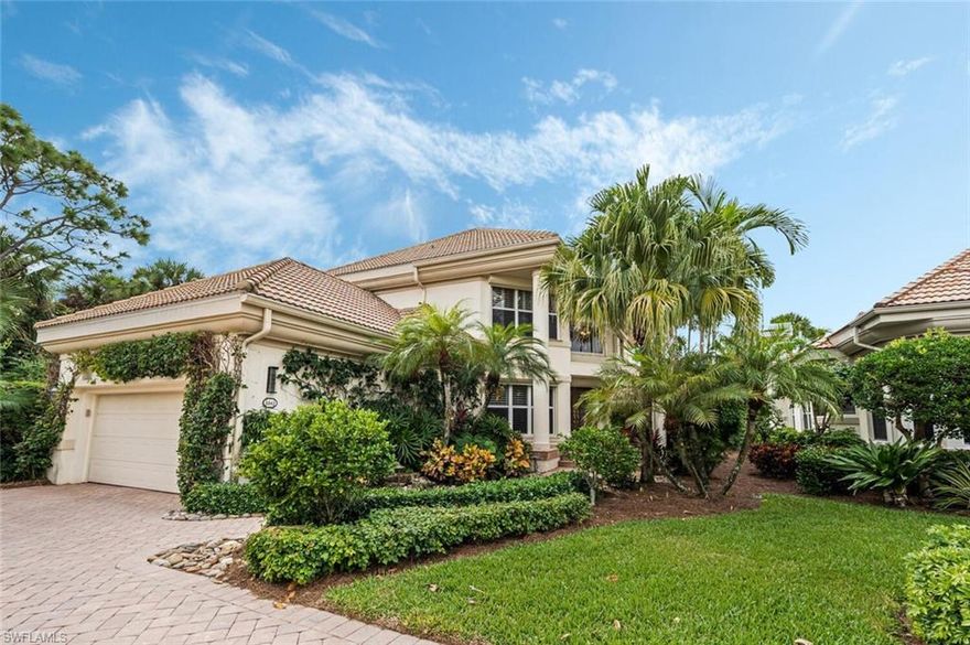 Indulge in the unparalleled allure of Bonita Bay living with this exquisite 3 bedroom, 3 bath + den home in the coveted Montara community.  The sun drenched kitchen, adorned with vaulted ceilings seamlessly connects to the living room for exceptional entertaining. The first floor primary bedroom offers direct access to the pool & spa, ensuring relaxation is just steps away. Upstairs two bedrooms and loft/den upstairs provide your perfect work from home retreat. Enhanced by electric shutters, a home security system, and hurricane protection this property prioritizes safety and peace of mind. Optional Bonita Bay Club privileges provide premier golf, tennis, pickleball, full service spa and fitness center, private beach park, and over 12 miles of walking paths. Your dream home awaits in Bonita Bay.