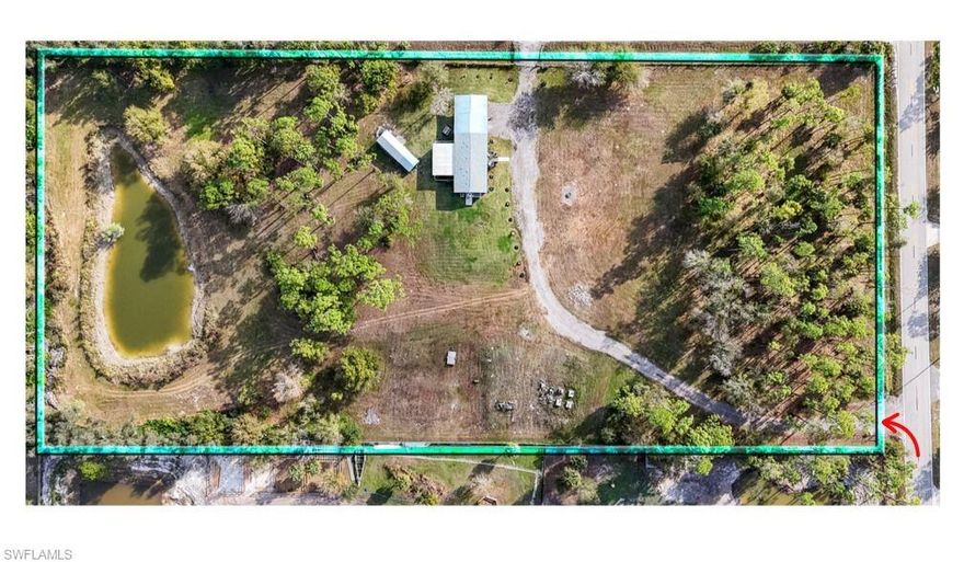 Built in 2022, this 3BR/2BA ranch home sits on 5.12 AG-2 zoned acres suitable for livestock, horses, and agricultural use. Property features fenced pasture with multiple gates, two access points, pond, irrigation system, and raised, compacted building pad ready for a 2,000+ sq ft barn or metal building.

Second address available for future structure, second electrical meter approved, and whole-house reverse osmosis water system. Bonus shed with lean-to on concrete pad includes electricity, lighting, window A/C, and generator. Tile flooring throughout, Floratam sod near home, Bahia grass on remaining acreage, and dual USPS-approved mailboxes.
Ideal for buyers seeking usable acreage with infrastructure already in place.
6885 Rich Rd | Built 2022 | 5.12 Acres | AG-2 Zoning