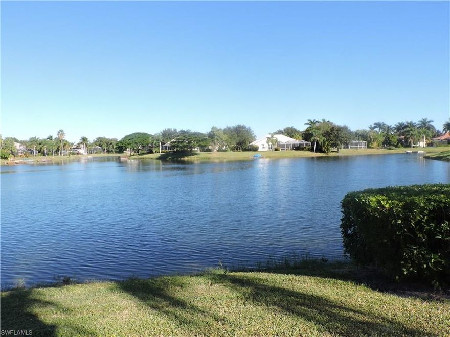 Open floor plan with incredible lake view!  Large screened lanai with pool and dedicated full pool bath. Plantation shutters throughout the home.  Spacious kitchen with newer appliances. The Club at Longshore Lake offers fine and casual dining, a Tennis Center, Fitness Center and a lakefront community pool. Nine HarTru tennis courts are lighted for night play.  The eighty-eight acre lake that is carefully managed for both recreational and irrigation use. Kayaks, canoes and electric powered pontoon boats are popular and there’s nothing like a sunset cruise beginning and ending in your own back yard!