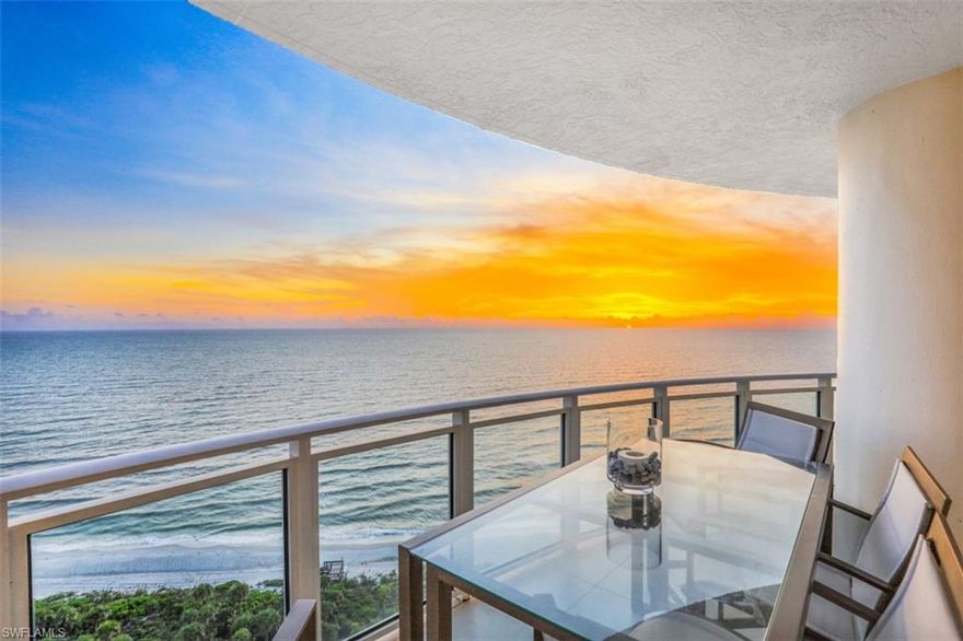 C 3245 Naples top resort-style beachfront condominium community flaunting a modern luxe building & a short beach walk to Bay Colony Beachfront Dining Club, Bay Colony Tennis Club plus  Bay Colony Golf/Dining Club w/optional memberships! Breathtaking, long N to S (Captiva to Pelican Bay) sandy beach views w/sparkling Gulf, boating, wildlife and sizzling 'painting' like sunset views in-between. Inside, natural neutral up-to-date finishes compliment an updated, open-air kitchen, great room & formal dining w/lovely wet bar! Electric sun shades & Sonos sound system. Guest suite sports king bed, rich leather like walls & lg private balcony. Open den features TV cabinet system & powder bath w/full shower. Large community pool & spa w/towels & covered pavilion kitchen! Boardwalk to beach welcomes with chairs, kayak storage and plenty of vitamin D sunshine. 24 hr front desk security, party room & library. Fitness room w/window views, Precor machines & massage! Building offers 2 guest suites, AC'd storage, 2 garage spaces w/carwash included! Two pets-dogs & cats w/size limits.  You will delight in the people, places & abundance of entertaining amenities Bay Colony living offers!