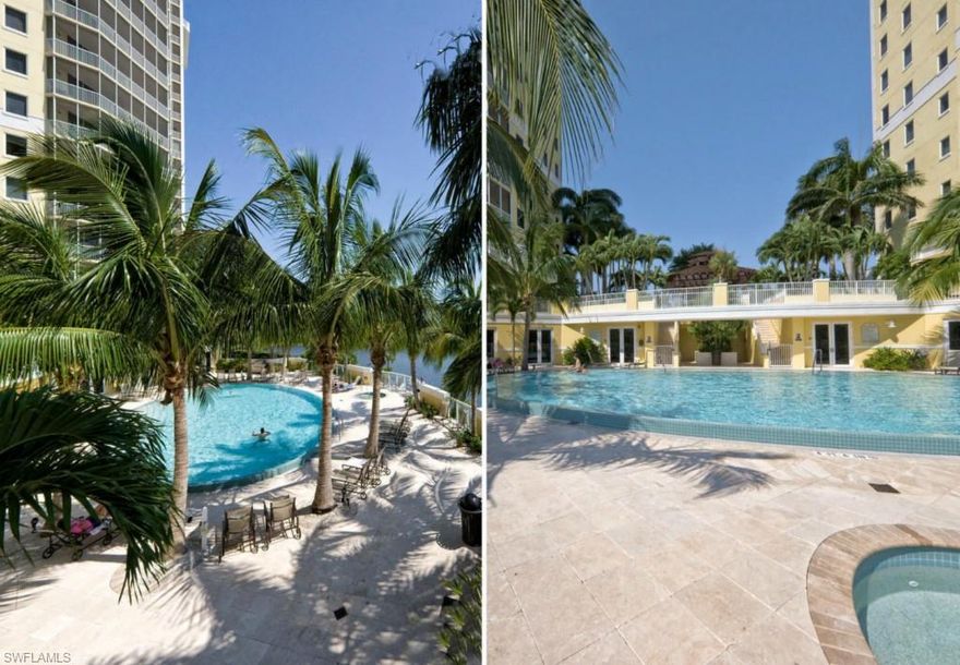 This 4th floor Middle unit is a must see. It is located in the South tower of Jasmine Bay and has the WOW factor you are looking for. It overlooks the 18th hole and has a breathtaking Sunset view of the 18th hole, lake and Natural Preserve. This unit not only has the location but finishes you will not find. It is professionally furnished with light warm colors and top of the line furniture. The kitchen includes a custom wood shaker panel Cabinet, Stainless steel appliances, granite countertops, roll trays for extra storage, under mount sink and a bar top with seating overlooking the view. Pre-construction surround sound speakers in Great Room, Den and Master Bedroom.  Custom Built-In Wall Unit in the Den.  Some of the other features include 20 inch neutral tiles on a diagonal, Custom Electric Hurricane Shutters, Impact windows and doors, top of the line window treatments and shades, upgraded carpets in the bedrooms, crown molding, custom paint and plenty of detail. This is the one you are looking for an will not be on the market long.