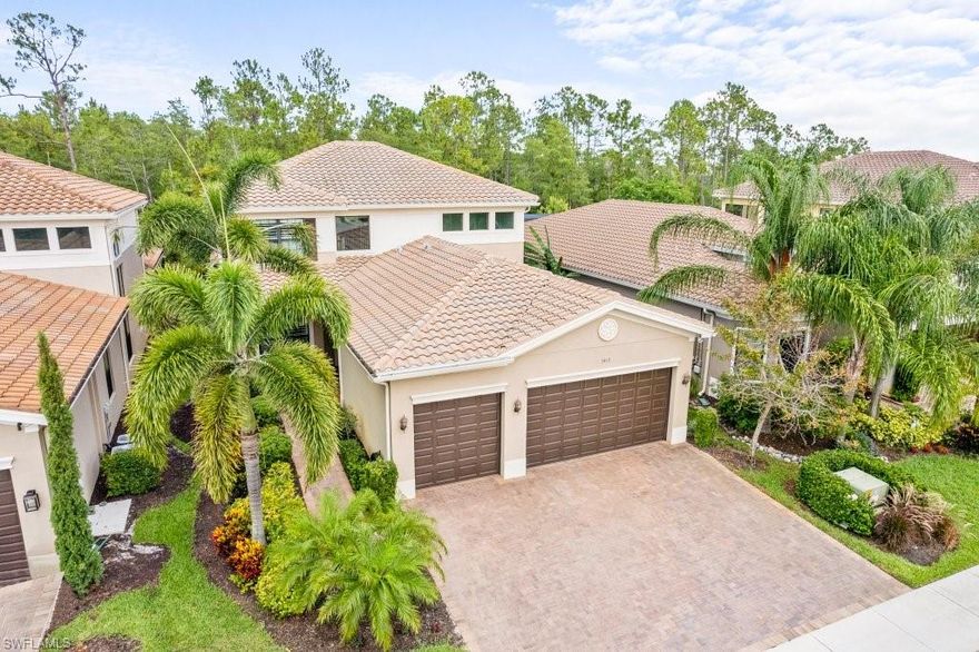 You will fall in love with this immaculate “Merlot” home in the sought-after Riverstone neighborhood in North Naples. The layout is phenomenal, as the master bedroom is tucked away downstairs for privacy, with custom walk-in closets and a luxurious master bath featuring dual vanities, Roman shower and soaking tub. The gourmet kitchen has custom cabinetry, granite countertops and huge island, with the family room just steps away. Enjoy your spacious, private screened-in lanai with new custom outdoor kitchen and heated saltwater pool overlooking the preserve. Two-story formal living room, dining room, laundry, bath and a bedroom/office complete the main level. There are three more bedrooms upstairs, one of which has its own bathroom. You’ll love the spacious loft that can be used as a second family room or playroom for the kids. Upgrades include plantation shutters, crown moldings, New A/C, wood floors, and more. Riverstone is a great community in one of the best school districts (all A-rated schools) with a spectacular Clubhouse, Resort-Style Pool, Lap Pool, Tot Lot & Splash Park, 5 Lighted Har-Tru Tennis Courts, Indoor Sports Complex, Fitness Center & Full-Time Activities Director.
