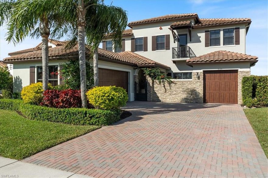 Discover the epitome of luxurious Florida living in this exquisite Duval model home, a masterpiece of refined living enhanced by an exterior casita with bathroom, located in the sought-after Maple Ridge neighborhood—premium lake views, and over $200,000 in additional documented premium upgrades installed since 2023. From the moment you arrive, lush tropical landscaping and meticulous curb appeal envelop you. At the heart of the home lies a gourmet chef's kitchen designed for culinary enthusiasts, featuring quartz countertops, stylish tile backsplash, crown molding on cabinetry, stainless steel appliances (including dual built-in ovens and an oversized island), a butler's pantry, and a generous walk-in pantry. The open family room flows seamlessly into your private oasis: a one-of-a-kind outdoor living area unmatched in Ave Maria. The custom-built spa with waterfall leading to the saltwater pool is framed by an upgraded panoramic screen enclosure for unobstructed clear vistas of the neighborhood’s most coveted lake view. An upgraded powder-coated galvanized steel pergola with UV-protected soft sail shade canopy, enhanced by a Confederate Jasmine “living wall screen,” provides shaded elegance and privacy. Beautifully upgraded pool pavers, including built-in fully irrigated custom stone planter inside the lanai, create a tranquil retreat for relaxation or hosting family and friends with your built-in entertainment system. The perimeter of the lanai features five mature 12-foot Sylvester and Canary palms, along with six 7-foot Robellini palms, colorful perennial flowers and shrubs, and a fully mature Clusia privacy hedge. Upstairs, the expansive master suite serves as a peaceful sanctuary, complete with a private sitting area, ensuite bathroom upgraded with glass-front doors, and a fully customized walk-in California closet. All secondary bedrooms feature large walk-in closets with extra professionally installed storage shelving. Premium finishes abound: hardwood flooring throughout main areas, tile in bathrooms, plantation shutters in formal spaces and upstairs rooms, professional blinds elsewhere, and upgraded lighting fixtures. For enhanced peace of mind, this home includes a fully installed ADT security system and impact-glass windows on the second floor. Included with the home is a stunning Yamaha Baby Grand Piano, like-new family room sofa, TVs, entertainment system, and artwork. A brand-new professionally installed, high-end custom garage shelving and organization system exceeding $3,000 delivers premium, heavy-duty storage in both garages. Nestled in the vibrant, top-rated master-planned community of Ave Maria, enjoy resort-style amenities including a sparkling pool, expansive event room, state-of-the-art fitness center, card and billiards rooms, parks, trails, a water park, and charming town center shopping and dining. This extraordinary, elegant home is a must-see. Discover Florida living at its finest—welcome home.