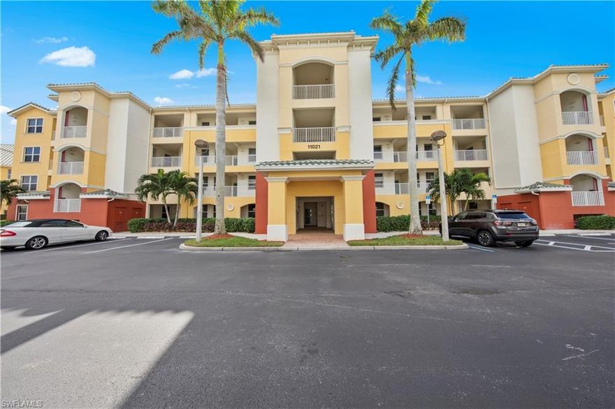 MOTIVATED SELLER! MAKE AN OFFER. Gulf Reflections is a charming and well-equipped community with plenty of appealing amenities. This third-floor condo, accessible by elevator or stairs, offers 3 bedrooms, 2 bathrooms, and a spacious 1,848 sq. ft. More square footage than most 3 bedrooms.  Walk-in closets in every bedroom, Bright end unit filled with natural light. The bright kitchen features newer stainless-steel appliances, a breakfast nook with bay windows, and a breakfast bar. The great room opens to a screened lanai overlooking a peaceful lake with a fountain. The master suite includes lanai access, ample closet space, and an en-suite bathroom with dual vanities, a large shower, and a soaking tub. Additional highlights include a full-size washer and dryer in a dedicated laundry room, impact-resistant windows and sliding doors for cost-effective utilities, and reasonable HOA fees. Parking includes two assigned spaces, one with a carport. A large storage closet is conveniently located outside the front door. The freshly painted interior adds to the appeal. Community amenities include a clubhouse with a library, fitness center, lounge with large-screen TVs, and event spaces. Outdoors, enjoy a heated pool and spa near the clubhouse and a secure gated entrance. Seasonal activities are also available. This home combines comfort and functionality with serene lake views and excellent community features, making it perfect for enjoying the Florida lifestyle. Close to beaches, it’s an ideal winter retreat or rental property. No CDD.