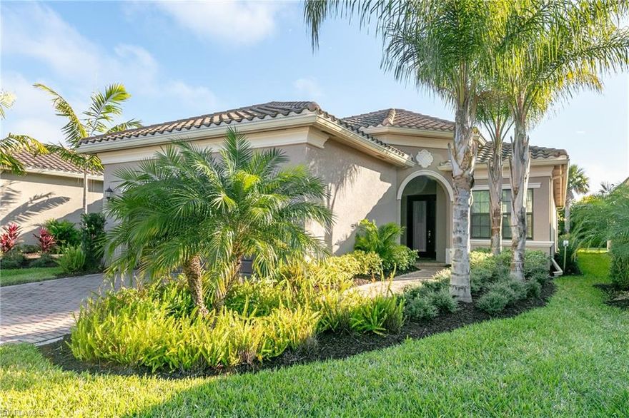 A beautifully decorated, turnkey home in the gated community of Marbella Isles in north Naples. The home features an open floor plan with high ceilings, crown molding, large master suite, screened lanai, totally upgraded gourmet kitchen with plenty of cabinets and granite countertops.  There's room for a pool but the resort style community pool is fabulous without the maintenance of a private pool. Community offers tennis, fitness, basketball, game room, tennis/pickle ball courts, playground, bike and jog path, club house and hobby room.  Gated community has  24-hour guard along with a home security system.