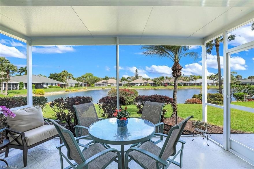 Welcome Home to Park Place West, a small enclave of spacious villas boasting double car garages and nestled around a large sparkling lake in the Imperial Golf Club development. The open floor plan welcomes friends and family and is an ideal space for cooking, entertaining, and gatherings.  The heart of the residence is the beautifully updated kitchen, featuring pristine white cabinetry, new quartz countertops, and modern appliances. A peaceful and relaxing view from the extended lanai allows for quiet morning coffee or Happy Hour cocktails in the evening. Park Place West is located close to gorgeous beaches, fabulous shopping, and an abundance of restaurants.  Golf and Social memberships are offered at Imperial Golf Club but not mandatory. The serene atmosphere of this community adds to the overall appeal of the property. Hurricane impact windows and doors offer peace of mind in addition to the gated entrance attended by a full time Guard.  The quiet, peaceful atmosphere of this lovely community enhances the appeal of the home, offering a rare combination of privacy, comfort, and convenience within the prestigious Imperial Golf Community.