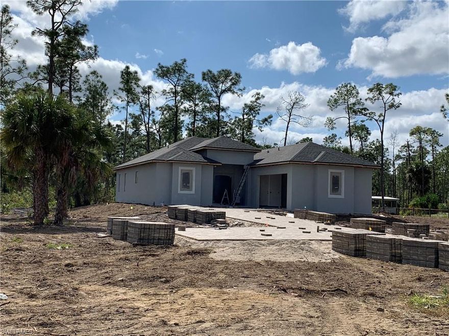 Beautiful PRE-CONSTRUCTION HOME with 3+DEN spacious bedrooms 2 bathroom 2 car garage and screened lanai. Allows the perfect opportunity to customize and choose from a selection of colors and finishes! Your choice of granite countertops or quartz in the kitchen and both bathrooms, porcelain tile floor 32X32 throughout the home, lanai, and entry, stainless steel appliances, crown molding in the living room, and master bedroom. Home features PAVERS  driveway all the way to the garage, gutters, and sprinkler system. Excellent Location & NO HOA FEES!! Just minutes from the new Publix shopping center .!HOME TO BE COMPLETED BY JANUARY 2020 ! Call me for details or to schedule your private showing!