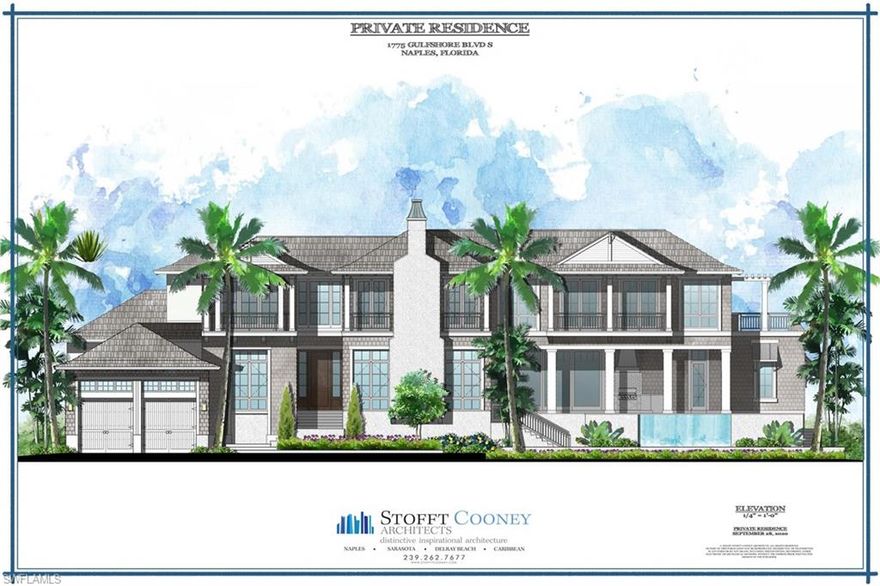 Nantucket Meets Naples with another luxury build by Naples' All Star Development Team comprised of Limitless Development, Stofft Cooney Architects, Knauf-Koenig Group and Linda Sonders Design...This gorgeous New Construction one-of-a-kind 6,000* sq. ft. under air (8,100* sq. ft. total) home is perfectly located in the heart of Naples, just 2 homes from the beach and 2 blocks from 3rd Street South. This home features exquisite interior finishes, five full bedrooms, den, game room, lounge area, five full baths, two half baths, an elevator, and an extensive pool complex with spa, outdoor kitchen and bar, Fire Pit lounge. Inside, the stunning kitchen includes ample storage, chef’s grade appliances, and built in Pantry. The spectacular great room capitalizes on views of the pool area and includes voluminous ceilings and a captivating fireplace and wine room. Multiple covered balconies, a private master bedroom sundeck with Lake view, a full 4-car garage, and spectacular south and western exposure adds to the perfect resort-worthy residence. To be Completed December 2021