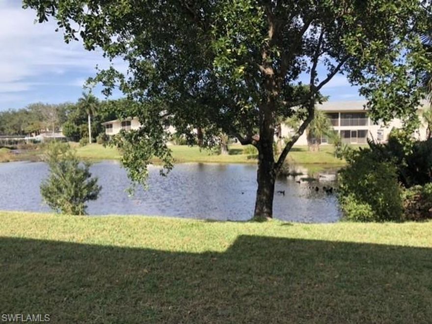 Excellent opportunity to own this beautiful 2 BR/ 2BA waterfront condo. Offers a split/floor plan in the highly desirable North Naples Location of Palm River! This is a great place to live full time, use as a vacation home, or as an investment rental. Many upgrades including an updated kitchen with new cabinetry and granite counters, New Refrigerator and Washer/Dryer. Tile and Laminate flooring throughout. Newer hot water heater, bathroom vanities and more. Brand New AC Unit -2019. Walk directly into your ground level unit from 2 assigned parking spots, one being located under carport with a private outside storage unit. There is a lovely community pool nearby and situated close to great shopping, dining and only minutes to the beach. Priced to Sell.