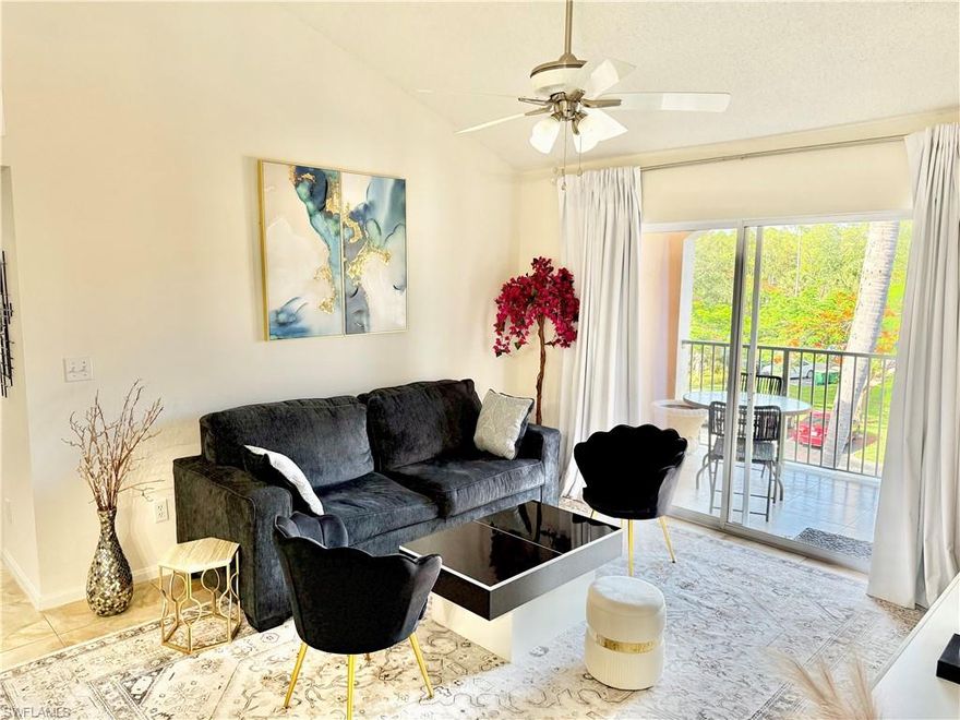 Your Naples adventure begins at this newly renovated 2-bedroom 2-bathroom condo in a safe and quiet, family oriented, gated community from which is a 5-mile straight shot to Naples downtown, beautiful west coast beaches, 5th Ave shops and restaurants, as well as Old Naples shops and restaurants. You can also take a short 20-minute ride to Marco Island beaches, shops and restaurants. The community surrounded by a beautiful nature preserve is within close proximity of multiple grocery stores and medical facilities . The space features 1 king bed and 2 twin beds that can be converted to a king bed, as well as a sofa bed that converts to a queen bed - perfect for a family with kids. The unit also features in-unit washer and dryer. Amenities you can enjoy at the community include a fully equipped fitness room, large pool, spa/hot tub, glass-enclosed racquetball court, outdoor tennis courts, Billiards room, and a large picnic/BBQ area. You can also enjoy reading a book or 2 at the Business Center. The 2 bathrooms are equipped with brand new showers, hair dryer, and bidets for your comfort. Relax in the large living room or enjoy the Florida sunshine on the cozy patio overlooking the common areas. You can also step out to enjoy beautiful Florida sunsets over the beautiful lake. The kitchen is fully stocked with the basics you will need for enjoying a home cooked meal. New AC unit.