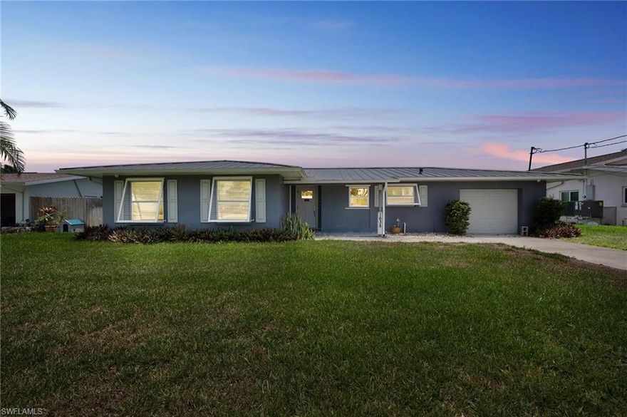 Direct Sailboat Gulf access home situated on the wide Lido Canal in sunny SE Cape Coral! This beautifully renovated 3-bedroom, 2-bathroom pool home offers 1,317 sq ft of living space and exceptional boating features.
Boaters will appreciate the easy access to open water and accommodations for a large boat, including a brand NEW seawall (2019), 175 ft dock (2020), and a 16,000 lb boat lift (2020)—making this a true waterfront gem.
Inside, enjoy a thoughtfully updated living space featuring a modern kitchen with white shaker cabinetry, granite countertops, and stainless steel appliances. Both bathrooms have been tastefully renovated, and crown molding throughout adds a polished finish.
Relax and entertain on the spacious south facing covered lanai overlooking tranquil canal views, or take a dip in the sparkling pool—perfect for enjoying the Florida lifestyle.
Additional updates include a brand new metal roof (2024), new water heater (2025), A/C (2020), sprinkler system and new sod (2020), and a new garage door (2018). No flooding during previous storms.
Tucked away on a quiet residential street yet just minutes from Cape Coral’s vibrant dining and nightlife, this home truly offers the best of both worlds. Enjoy the ultimate Florida lifestyle in this picture-perfect setting.
