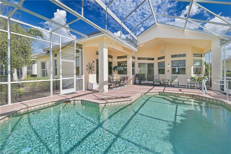 Welcome to SW Florida living in the fabulous 55+ Community of Cascades at River Hall! This beautifully maintained home offers over 2,300 sq. ft. of living space with 3 spacious bedrooms, 2 full bathrooms, a convenient half bath for guests, formal dining & living room and a cozy family room with built in cabinets. Enjoy your own private oasis with a sparkling pool and spa overlooking a serene lake and preserve, offering exceptional privacy and tranquil views.  The home has updated beautiful quality cabinetry, brand-new kitchen appliances with a wall oven, and is enhanced with IMPACT WINDOWS for peace of mind. Major upgrades include a brand-new roof, brand-new hot water heater, and newer pool pump and heater. Thoughtfully and impeccably decorated, with all furnishing's negotiable, this home is truly move-in ready.  The Cascades lifestyle includes an HOA that covers all lawn care, cable, and internet, along with resort-style amenities such as pickleball, tennis, and bocce courts, a state-of-the-art fitness center, and an active social calendar filled with events and activities. This is Florida living at its finest—relax, connect, and enjoy every day.