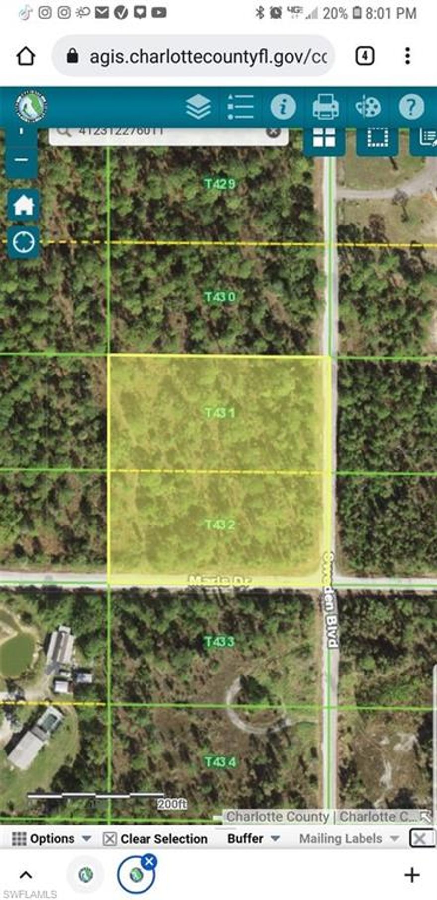 1.25 ACRES OF WOODED LAND IN THE DESIRABLE CHARLOTTE RANCHETTES. ZONED AG, HORSES ALLOWED. AFFORDABLE LAND TO BUILD ON FOR COUNTRY LIFE STYLE. NOT LISTED IN SRUB JAY ZONE PER CC APPRAISER BOUNDARY MAP.................Previous environmental assessment and survey available............
Partial clearing completed...........
Construction permit was procured and currently expired............Parcel next door is also available for a combined lot of 2.5 acres.........(Pic is of subject property + parcel next door)......................Looking for peace and quiet, and a big piece of land to build your dream home on Florida's West Coast? Check out this 1.25 acre lot in the Charlotte Ranchettes. Area is zoned Agriculture allowing for flexibility in the use of the land. You'll feel like you're out in the woods here yet it's just outside of Downtown Punta Gorda where you'll find exquisite dining, shopping and entertainment. Area also offers world class fishing in the Peace River and Charlotte Harbor as well as farmers markets, many golf courses and nearby airports.
