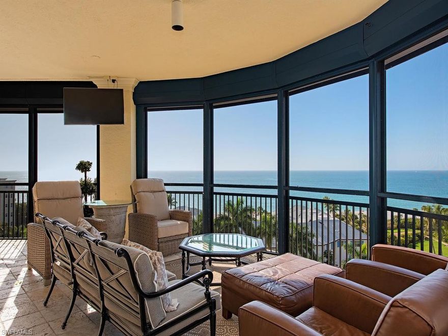 C.17199 -Enjoy panoramic Gulf & beach views while never again missing a sunset from sought after 8th-floor unit in the unique community of the Seasons at Naples Cay! This one-of-a-kind unit showcases European inspired decor & exhibits ultimate attention to detail. The impressive 4 bedroom, 4 & 1/2 bath residence features 4,740 sqft of living space. Each of the bedrooms has its own en-suite bathroom & the master retreat features breathtaking views of the Gulf of Mexico.  The chef’s kitchen leaves nothing to be desired with a large island with gas cooktop, wine cooler and top-of-the-line appliances including a built-in coffee station. Entertaining is a breeze with expansive outdoor living space, which encompasses multiple seating areas & panoramic views of the Gulf.  Seasons is a luxury, high-rise tower with only 43 luxury residences & a maximum of 3 residences per floor & provides resort-style amenities including a fitness center, pool, spa & tennis court.  Seasons at Naples Cay is a unique community conveniently located just minutes from the Waterside Shops, Ritz Carlton, Mercato and only a short drive to downtown Naples’ white-sand beaches, fine dining & world-class shopping.