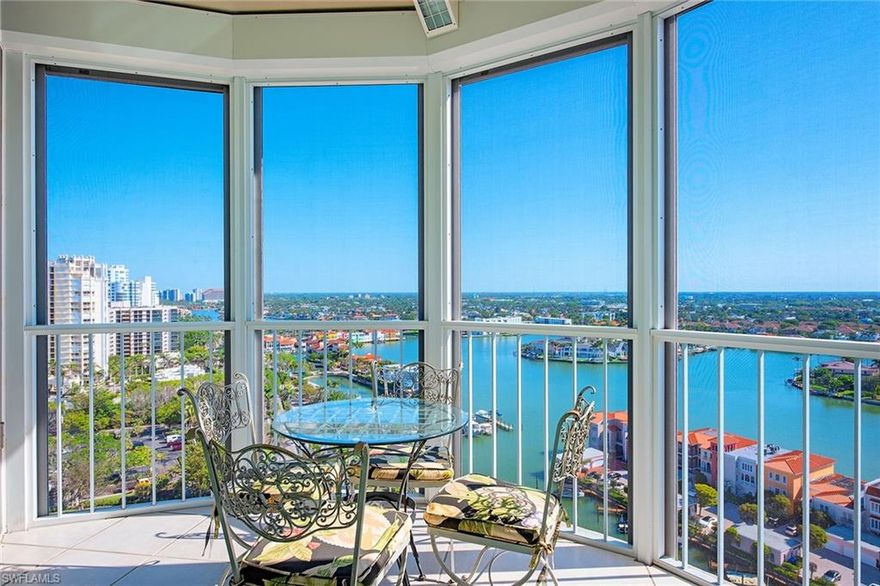 Experience breathtaking wraparound views of the gulf, bay and city from every room of this beautiful beachfront penthouse in the coveted Le Ciel Venetian Tower. Start your day with a peaceful sunrise and a cup of coffee from your terrace facing east and unwind in the evening watching magnificent sunsets over the glistening waters of the Gulf from your west-facing terrace. Designed for comfort and elegance, this open and spacious floor plan features floor-to-ceiling windows, unobstructed views, 10-foot ceilings, spacious main bedroom with dual walk-in closets, and beautiful marble floors. Additional conveniences include two under-building garage spaces. Le Ciel Venetian Tower offers exceptional amenities including a newly renovated lobby, fitness center, guest suites, tennis court, pool and spa, gated entry, 24-hour front desk attendant and an on-site manager. Plus, the charming shops and restaurants of the Venetian Village are just a short distance away.