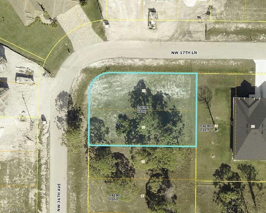 This oversized corner lot spans over .25 acres and offers added privacy with no neighboring home on one side. Positioned on a quiet street, it provides an ideal setting for building while maintaining a sense of space and separation. Located directly across from Gulf-access homes, the lot benefits from a strong surrounding property profile that supports long-term value.

Set in one of Cape Coral’s most desirable and rapidly developing areas, national builders are actively transforming the neighborhood, reinforcing its investment potential. The property is conveniently close to shopping, dining, fishing, parks, golf courses, schools, and churches, offering easy access to everyday amenities and recreation.

Situated in Utility Expansion Zone 3, city utilities are planned for future installation, adding further value. No wildlife has been reported or observed on the property, allowing for a smooth building process. Whether you’re looking to land bank or build your next home, this lot presents an excellent opportunity.